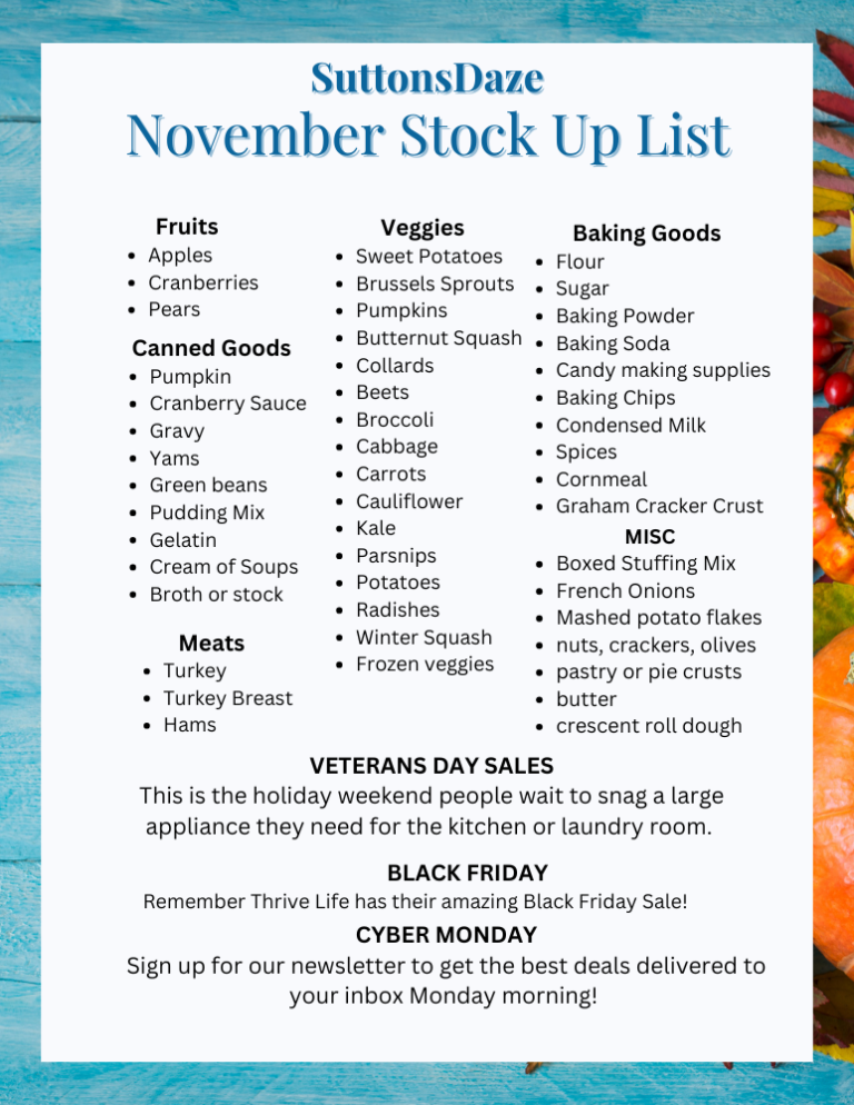 November Stock Up